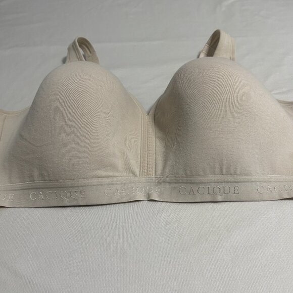 Cacique Lightly Lined No-Wire Wireless Nude T-Shirt Back Smoothing Bra 46DDD - Picture 6 of 10
